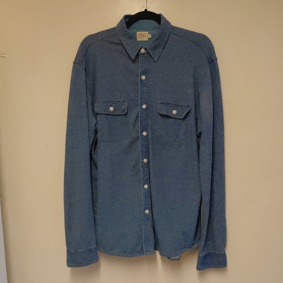 Faherty Other - Faherty 100%Cotton Men's Blue Long Sleeve Indigo Dyed Button DownSweater Shirt L